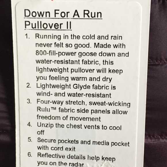 NWT BCHR LULULEMON DOWN FOR A RUN PULLOVER - - 4 6 - Picture 2 of 5